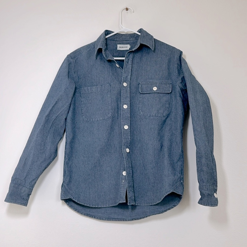 Taylor Stitch CPO Shirt Jacket, Blue with White Micro-check, Size M (38)